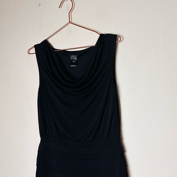 EUC Vintage 90’s Ann Taylor Black Jersey Drapey Dress 2 - Picture 2 of 5